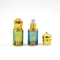 Flacon de parfum en verre de 10 ml pour emballage cosmétique, rechargeable, petit, de style arabe, luxueux, doré, pour huile essentielle Atar