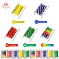 Color Plastic Prepared Microscope Slides 12 Items Different Type Biological Microscope Slides Children Kids Plastic Slides