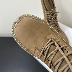 Stivali da <span class=keywords><strong>Donna</strong></span> in <span class=keywords><strong>Pelle</strong></span> Scamosciata a Metà Gamba per Autunno e Inverno, Casual e Versatili, con Plateau Rialzato e Lacci - Product Image 6