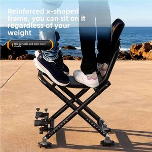 Chaise de pêche pliable et inclinable tout-terrain avec siège en métal et porte-gobelet, chaise de pêche réglable pour la pêche en eau sauvage - Product Image 4