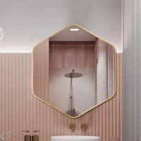Cermin Dinding Kamar Mandi Heksagonal Nordik Tidak Beraturan, Cermin Kamar Mandi, Cermin Toilet, Cermin Rias, Cermin Makeup
