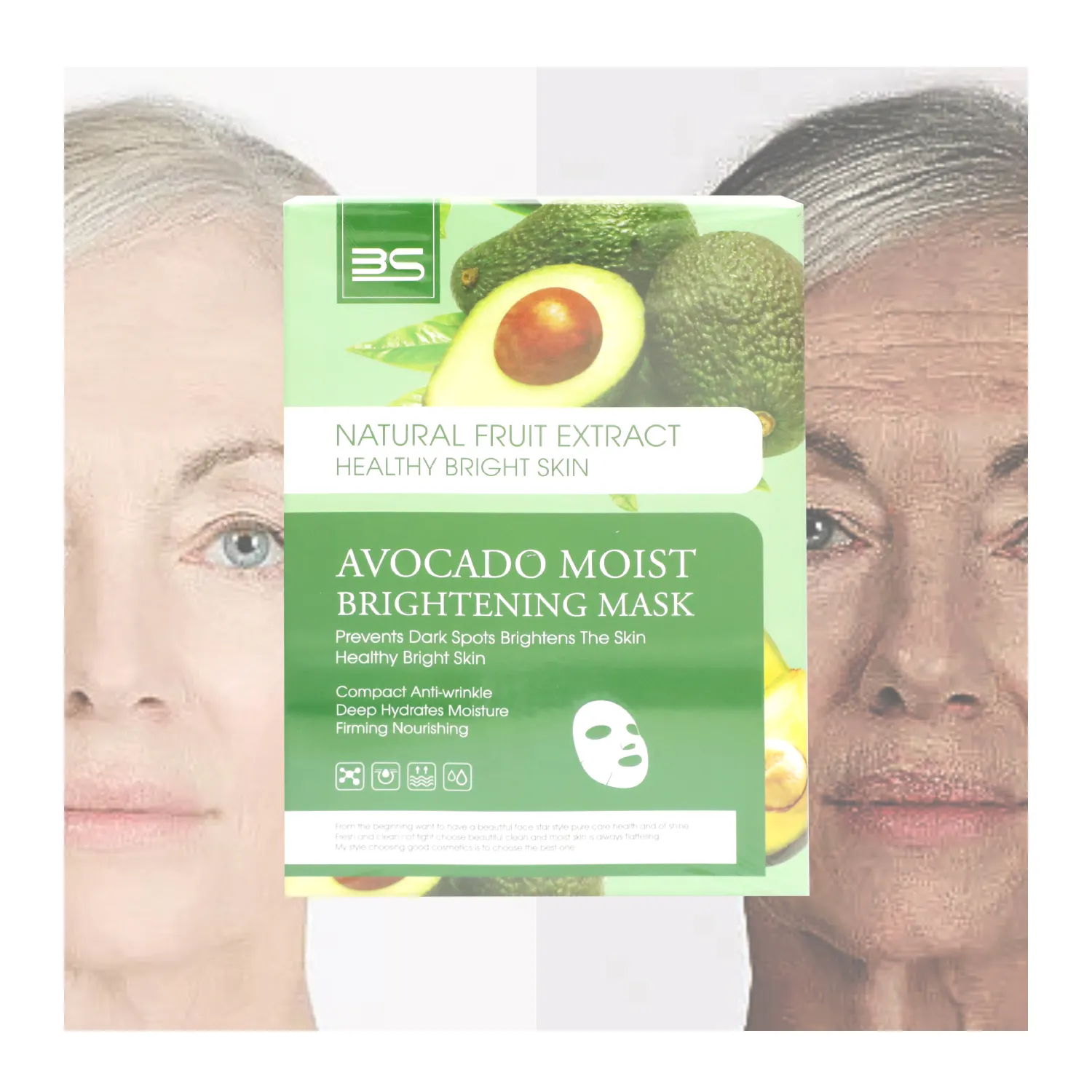 Fabrieksprijs Gezichtsmasker Huidverzorging Avocado Kokosmelk Hydraterende Gezichtsmasker Zuiverende Whitening Vel Gezichtsmasker