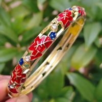 Bracelet à maillons plaqué or avec zircon et émail goutte d'huile, motif feuille d'érable 0.8, couleur fraîche et douce, pour adulte, style transfrontalier
