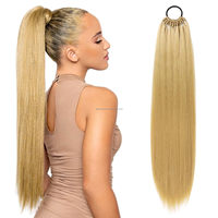 Vente en gros Queue de cheval élastique 24 pouces 10 parts Extension de queue de cheval tressée Perruques synthétiques pour cheveux de femme