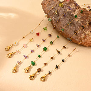 सोने की चेन बोहेमियन रंगीन क्रिस्टल पर बेडेड अलेट क्रिस्टल ग्रीष्मकालीन सहायक टखने - Product Image 4