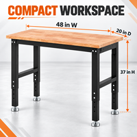 Banc de travail en acier réglable, capacité de charge de 2000 lb, robuste, durable, table de travail mobile pour garage, maison, bureau, atelier