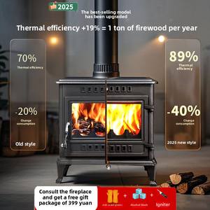 <span class=keywords><strong>Stufa</strong></span> <span class=keywords><strong>a</strong></span> <span class=keywords><strong>Legna</strong></span> in Ghisa dal Design Moderno con Fuoco Reale per Uso Domestico per Riscaldamento di Villa Rurale e Soggiorno - Product Image 2