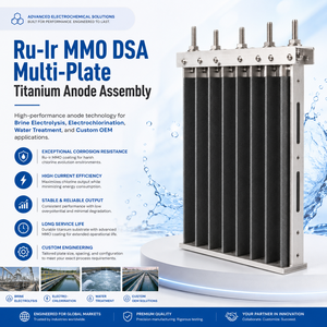 Conjunto de electrodo de ánodo de titanio multiplaca Ru-Ir <span class=keywords><strong>MMO</strong></span> DSA para electrólisis de salmuera, electrocloración y tratamiento de agua, personalizado - Product Image 1