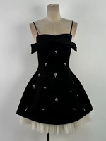S-XL Großhandel Französisches Hochwertiges Perlenbesetztes Schleifenkleid - Vietnamesisches Nischendesign Elegantes Damen-Freizeitkleid Sommer Hochgeschnittenes A-Linien-Kurzkleid