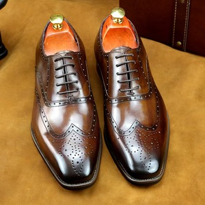 Nouvelle conception, chaussures habillées respirantes pour hommes grandes tailles, en cuir de vache véritable, chaussures Oxford formelles pour le bureau, les affaires, les occasions décontractées - Product Image 3