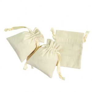 Sacs à cordon personnalisés pour bijoux, en coton et lin, pour ranger et offrir des colliers, des bracelets, des perles et des joncs - Product Image 3