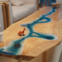 Ensemble de table à manger en bois massif suspendu et en résine époxy Offre Spéciale pour cuisine hôtels et villas accessoires de cuisine accessoirisés