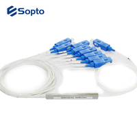 Sopto Fiber Splitter PLC 1*2 1*8 1*16 1*32 untuk G.657.A1 0.9mm SC/UPC konektor 1M pemisah optik tabung baja