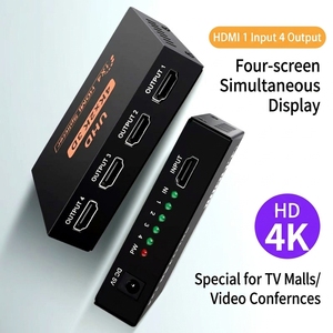 ตัวแยกสัญญาณ <span class=keywords><strong>HDMI</strong></span> Justlink UHD 4K 2K <span class=keywords><strong>1</strong></span> เข้า <span class=keywords><strong>4</strong></span> ออก UHD 3D ตัวกระจายสัญญาณวิดีโอแบบโลหะ <span class=keywords><strong>4</strong></span> พอร์ต สำหรับทีวี จอภาพ โปรเจคเตอร์ - Product Image 2