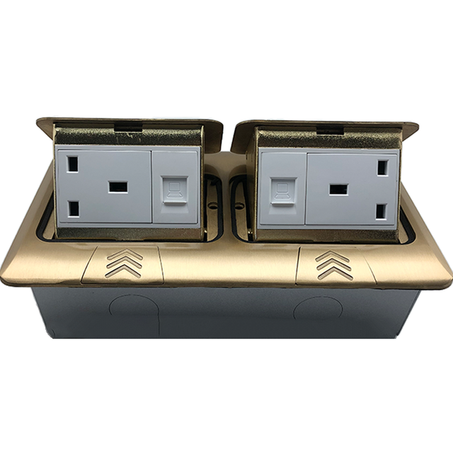 Factory Sale Double 13A and Thele Socket Pop up Electrical Outlet With Cover Box Customizable Floor Sockets Pop-Up Floor Box