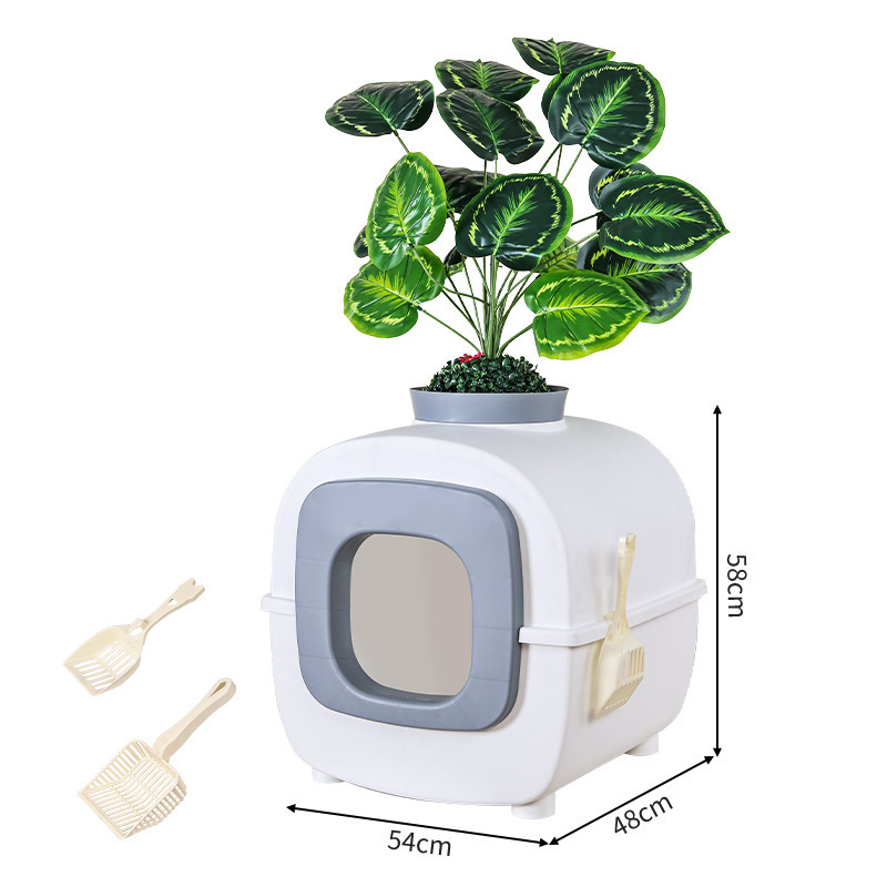 Bac à litière pour chat [Plante Paon/Calathea]