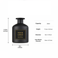 Diffuseur de parfum à bâtonnets LF 250ML au jasmin, flacon noir, huile essentielle pour toilettes, masque, odeurs domestiques, logo personnalisé, marque privée