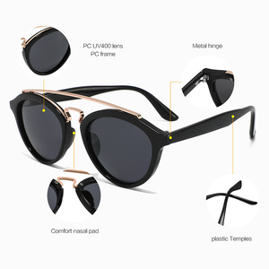 Gafas de Sol para Mujer, Montura de PC, Lentes UV400, Negras, Doble Puente, Protección Solar Moderna para Conducir, Viajar y Uso al Aire Libre - Product Image 1