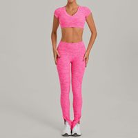 Ensemble de yoga personnalisé respirant avec legging évasé, haut court à col en V et pantalon bootcut taille haute, 2 pièces, effet ventre plat, pour entraînement et fitness