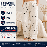 Celana Piyama Flanel Lembut Motif Bintang Celana Tidur Kaki Lurus Celana Santai Fleece Celana Panjang Pinggang Elastis dengan Tali Serut Depan