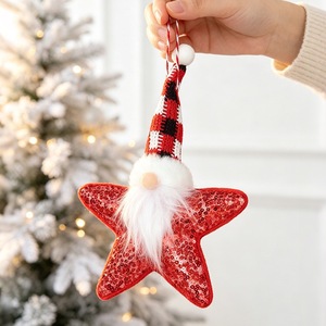 Gnome Pohon Natal Pafu Buatan Tangan, Dekorasi Pohon Natal Mini Lucu, Gnome Natal Kecil Berpayet, Ornamen Bintang Gnome Natal - Product Image 3