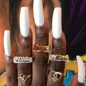 Trendy Ins Custom Gold and Silver Personalized Metal <strong>Name</strong> <strong>Ring</strong> - Product Image 4