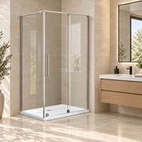 Cabine de douche coulissante sur mesure de 8 mm, gain de place, avec roulettes inférieures pour l'installation sur le bac de douche dans les propriétés locatives