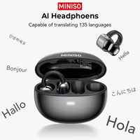 MINISO MS198 Casque d'écoute sportif à pince d'oreille AI, écouteurs sans fil avec micro, réduction du bruit, traducteur, écouteurs Bluetooth V6