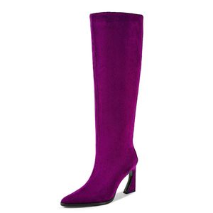 Big Size 45 <b>High</b> Hook Heels Suede Long Boots Dress Stiletto Pointed Toe Shoes Women's Side Zipper <b>Knee</b> <b>High</b> Booties - Product Image 6