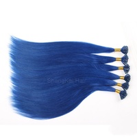 Ekstensi rambut ujung u warna biru kualitas baik pemasok Tiongkok keratin rambut manusia ujung i ekstensi rambut locs uv