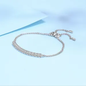 Bracelet de tennis diamant de culture de laboratoire VVS1 Moissanite diamant 925 Bracelet réglable en argent Sterling bijoux fins en gros