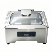 Chauffe-plat électrique carré 8L en acier inoxydable 304 avec couvercle en verre, plage de température 85-100°C, pour buffet et restauration