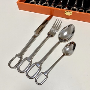 Customized Hot Selling European Style Rings Silver Stainless Steel Cutlery Set 304 Stainless Steel <b>Flatware</b> Set - Product Image 4