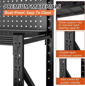 Étagère de garage en métal avec panneau de suspension pour outils, étagère de rangement industrielle robuste, étagères de rangement en acier pour le sous-sol - Product Image 4