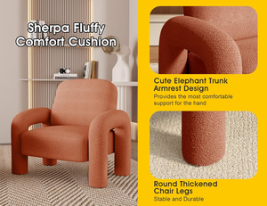 Modern Accent <b>Chair</b>, <b>Comfy</b> Upholstered Leisure Side <b>Chair</b>, <b>Comfy</b> Single Sofa Cute Vanity <b>Chair</b> for Living Room, Bedroom,Orange - Product Image 5
