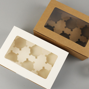白色涂层纸盒，带透明窗口1/<span class=keywords><strong>2</strong></span>/4/6/8/12纸杯蛋糕和松饼托盘牛皮纸包装，用于寿司和由PVC制成的食品 - Product Image 4