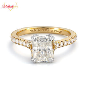Bagues de fiançailles de luxe personnalisées en or jaune 18 carats, taille radiant, 2 carats, moissanite certifiée GRA, pour mariage et fête - Product Image 4