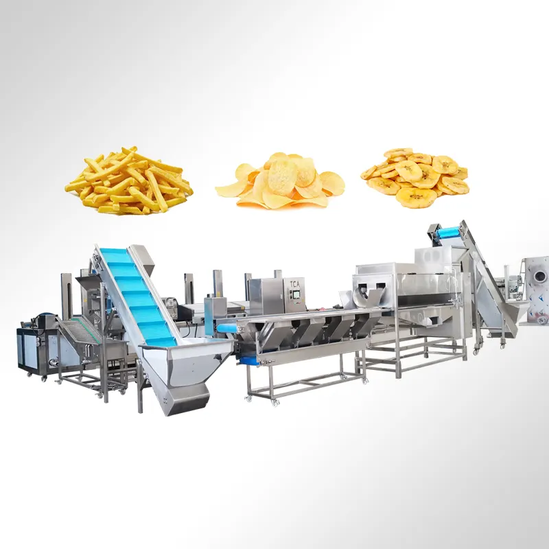 Linha de produção de máquina de fazer batatas fritas congeladas semi-fritas totalmente automática TCA 100-5000 kg/h