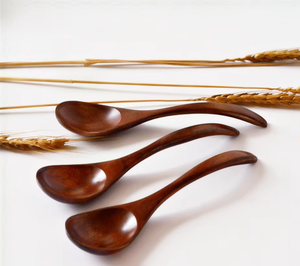 Cucchiaio da Zuppa Creativo Giapponese con Manico Curvo, in Legno Ecologico, Minimalista, per Campeggio, 18CM - Product Image 4
