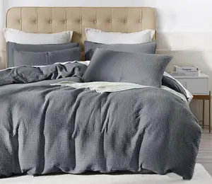 Bedsure Cotton Duvet Cover Set-100% Cotton Weave Coconut Grey Duvet Cover King Size-Soft and Breathable BeddingSet for Winter