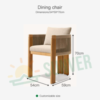 Ensemble de table et de chaises de salle à manger en teck moderne pour hôtel, villa, cour, utilisation en resort - Meubles d'extérieur durables