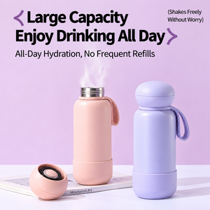 Large Capacity Stainless Steel Vacuum Flask 304 Insulated Water Bottle with Round <b>Mushroom</b> Cap Carry Loop for Travel - Product Image 3