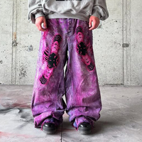 Jean vintage délavé à l'acide, déchiré, coupe large, pour homme, style streetwear oversize et baggy