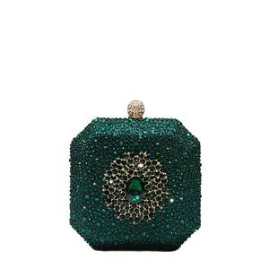 Luxury Emerald <strong>Green</strong> Sparkly Crystal <strong>Clutch</strong> - Elegant Mini Box Evening Bag for Women - Product Image 1