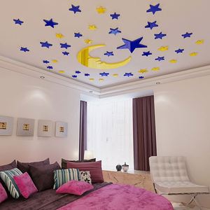 Pegatina de Pared 3D con Diseño de Estrella y Luna, Espejo Decorativo para el Hogar, Adhesivo de Espejo para Dormitorio, Sala de Estar, Papel Tapiz Mural - Product Image 1