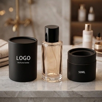 Flacon pulvérisateur de parfum rond en verre transparent de luxe 30ml 50ml 100ml, atomiseur vide personnalisé pour parfum à brume fine avec boîte