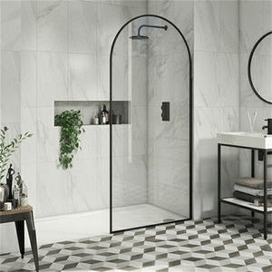 KMRY Porte de douche à l'italienne en verre incurvé super créative avec motif d'impression 3D Paravent de <span class=keywords><strong>baignoire</strong></span> design sans cadre pour salle de bain - Product Image 4