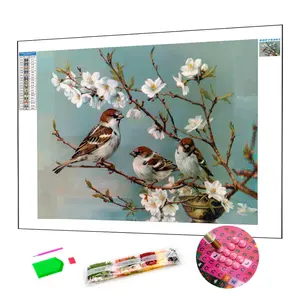 Wholesale 5D Diamond Painting Handcraft Bird Standing On A Branch Full Of Rhinestones Painting DIY Crystal Rhinestone Painting