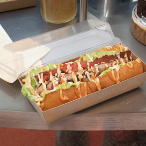 <span class=keywords><strong>Caja</strong></span> <span class=keywords><strong>de</strong></span> Papel Kraft para Empacar Hot Dogs, Bandeja para Waffles, Envase Personalizado para Comida Rápida para Llevar - Product Image 1