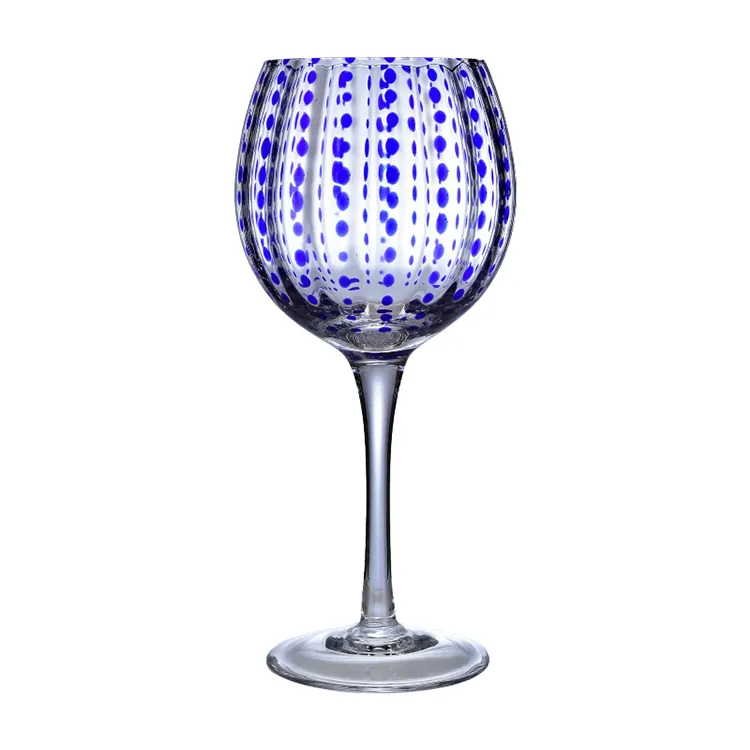 Venda por atacado preço barato 400ml casamento vintage champanhe azul vinho água copos coloridos goblets de vidro